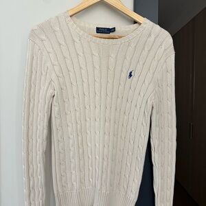 Ralph Lauren Cream Cable Knit Crewneck Sweater